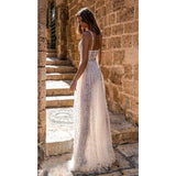 Women Lace Wedding Dress Sexy Slit Dress Fashion Long Dress