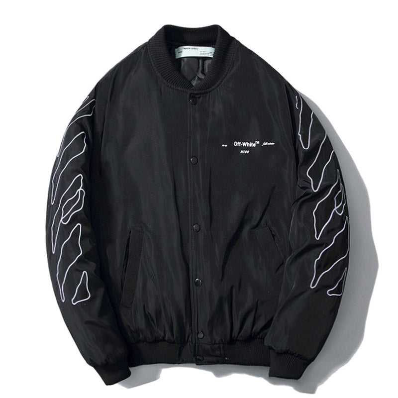 Off White Winter Coat Autumn and Winter 3D Embroidery Arrow Padded Cotton-Padded Jacket Outerwear