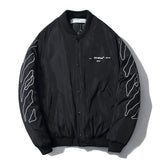 Off White Winter Coat Autumn and Winter 3D Embroidery Arrow Padded Cotton-Padded Jacket Outerwear