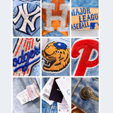 Yankees Spring and Autumn Embroidered Washed Casual Denim Jacket Coat for Men and Women