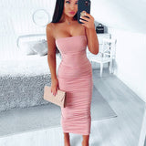 Women Summer Dresses Midaxi Dresses Spring Fashion Pleated Suspender Long Dress Summer