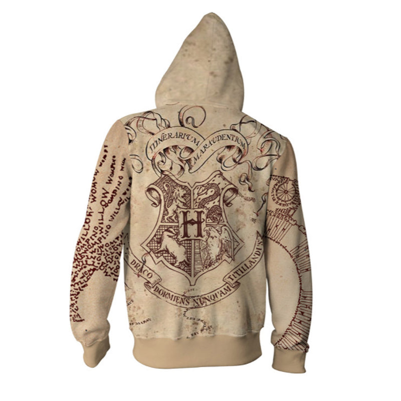 Harry Potter Slytherin 3D Digital Printing Sweater Cosplay Casual Zipper Hoodie