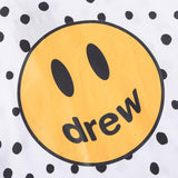 Justin Bieber Drew House High Street Smiley Face Short Sleeve Printed Men and Women Loose Casual White Couple Wear