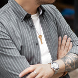 Work Shirts Vintage Striped Shirt Casual Long Sleeve Top for Men