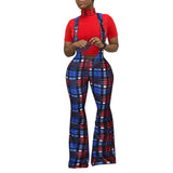Women Plaid Catsuit Woman Checkered Jumpsuit Plaid Printed Strap One-Piece Fashion Slim Trousers Zipper Casual Bell-Bottom Pants