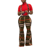 Women Plaid Catsuit Woman Checkered Jumpsuit Plaid Printed Strap One-Piece Fashion Slim Trousers Zipper Casual Bell-Bottom Pants