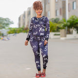 Women Plus Size Co-Ords Autumn Letter Printing Fashion Casual Two-Piece Suit