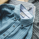 Work Shirts Vintage Striped Shirt Casual Long Sleeve Top for Men