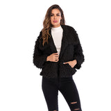 Women Sherpa Jacket Plush Coat Women's Autumn and Winter Thermal Slim Fit Jacket