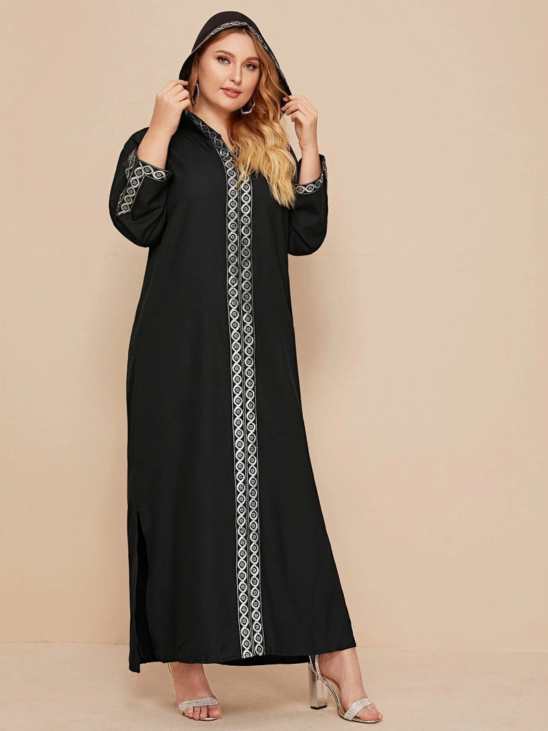 Muslim Women Stylish Kashibo Abaya Muslim Ladies Long Gown Islamic Clothing Jilbab Jalabiya Muslim Side Slit Hooded Maxi Dress Fashion Robe