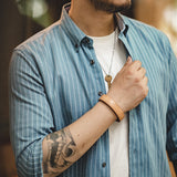Work Shirts Vintage Striped Shirt Casual Long Sleeve Top for Men