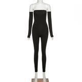 Summer Women's Sexy off-the-Shoulder Tight Sports Jumpsuit
