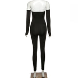 Summer Women's Sexy off-the-Shoulder Tight Sports Jumpsuit