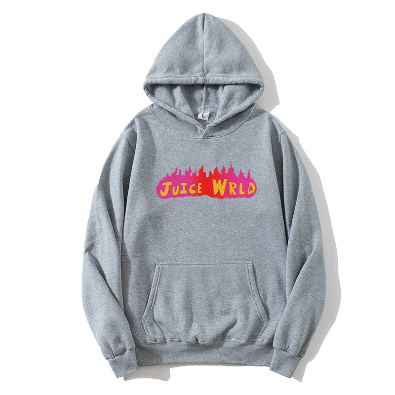 Drippy Hoodies Hip Hop Singer Juice WRLD Flame Printed Loose Sweatshirt