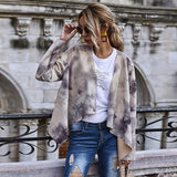 Women Sherpa Jacket Autumn Women Hepburn Suede Coat Women Printed Long-Sleeved Top