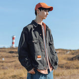 Men's Spring Color Block Denim Coat Men's Printed Jacket Top Large Size Loose Men Denim Jacket