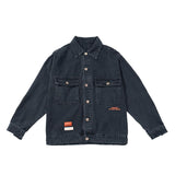 Men's Spring Color Block Denim Coat Men's Printed Jacket Top Large Size Loose Men Denim Jacket
