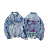 Off White Winter Coat Autumn and Winter Distressed Denim Jacket Coat