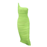 Women Summer Dresses  Midi Dress Clothing Sexy Fashion Pleated Split Suspender