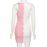 Women's Spring Clothing Fashion Colorblock Sexy Cutout Sheath Dress