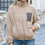 Women Sherpa Jacket Autumn and Winter Double-Sided Velvet Short Plush Top Women's Fashion Sweater Coat