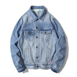 Off White Winter Coat Autumn and Winter Distressed Denim Jacket Coat