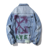 Off White Winter Coat Autumn and Winter Distressed Denim Jacket Coat