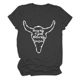 Beth Dutton Outfits Casual Women's Sorta Sweet Sorta Crew Neck Personality Printed Short-Sleeved T-shirt for Women