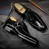 Indo Western Shoes Autumn Leather Shoes Men's Monk Shoes Square Toe Shoes Men
