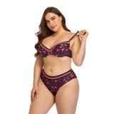 Women Plus Size Swimwear Bikini Printing High-Waisted Trousers