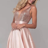 Homecoming Dresses Evening Gown Ball Gown V-neck Backless Bridesmaid Dress