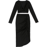 Women Top & Skirt 2 Piece Set Spring Cropped Sexy T-shirt Skirt Casual Suit