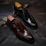 Indo Western Shoes Autumn Leather Shoes Men's Monk Shoes Square Toe Shoes Men