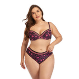 Women Plus Size Swimwear Bikini Printing High-Waisted Trousers