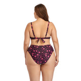 Women Plus Size Swimwear Bikini Printing High-Waisted Trousers
