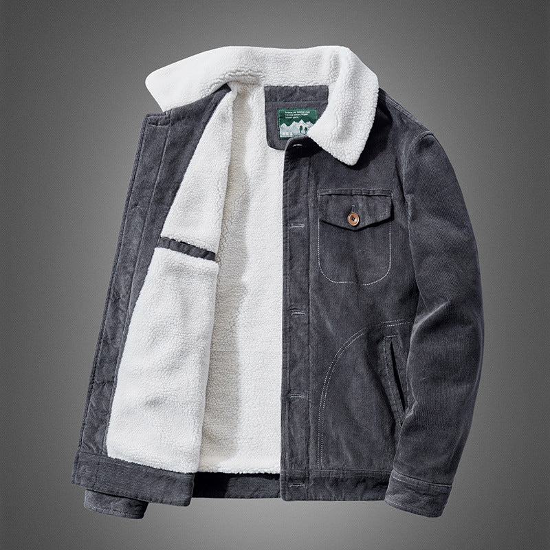 John Dutton Jacket Corduroy Jacket Loose plus Size Cotton-Padded Coat Casual Warm Jacket