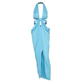 Autumn Women's Fashion Party Sexy V-neck Halter Backless Long Dress Women