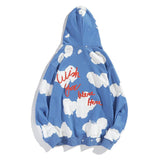 Kanye Hoodie Blue Sky White Clouds Tie-Dyed Hooded Hoodie Ioversize Hoodie