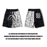 Shark Print Shorts Shark Shorts Men's and Women's Black and White Color Matching Pants Cropped Pants