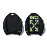 Off White Winter Coat Autumn and Winter Warning Line Arrow Super Reflective Padded Cotton-Padded Jacket Outerwear