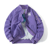 New York NYC Varsity Jacket Embroidered Baseball Uniform Thin Stand Collar Hooded Jacket
