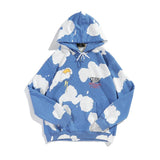 Kanye Hoodie Blue Sky White Clouds Tie-Dyed Hooded Hoodie Ioversize Hoodie