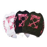 Off White Sweatshirts Long Sleeve round Neck Neck Sweater Autumn and Winter Graffiti round Neck Pullover for Men and Women