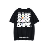 Shark Print T Shirt Summer Short Sleeve Letter Print Round Neck Pullover T-shirt