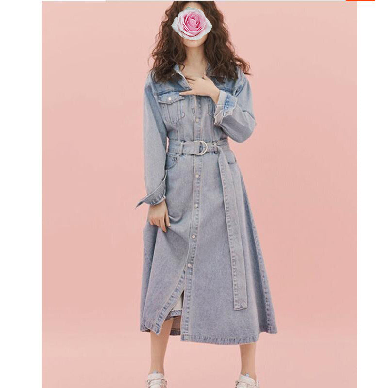 Work Dresses with Pockets Autumn and Winter Slimming Midi Dress for Women