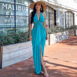 Autumn Women's Fashion Party Sexy V-neck Halter Backless Long Dress Women