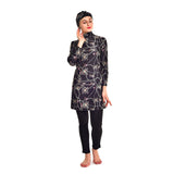 Burkini Swimwear Muslim Fashion Outfits Printed Swimsuit Plus Size Slim Fit Long Sleeve Hat