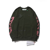 Off White Sweatshirts Long Sleeve round Neck Neck Sweater Autumn and Winter Graffiti round Neck Pullover for Men and Women