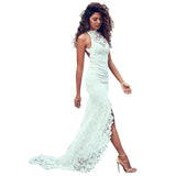 Women Lace Wedding Dress round Neck Lace Formal Dress Slim Mop Dress