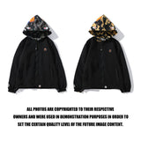 Shark Print Hoodie Autumn and Winter Men's and Women's Shark Head Camouflage Hat Windbreaker Sweater
